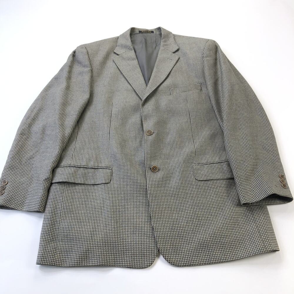 Zino Italy 44L Long Silk Wool Blend Sport Coat Jacket Blue Brown Beige MINT